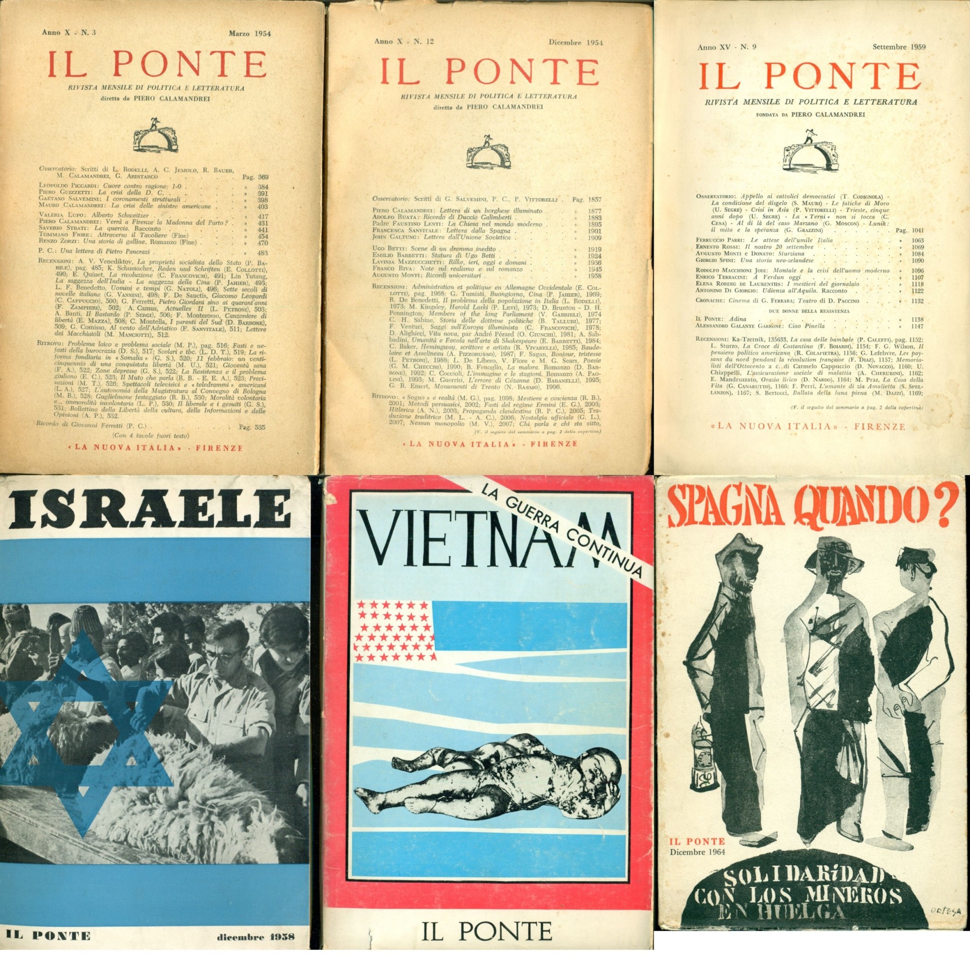 Il Ponte: n. 3 marzo 1954, n. 12 dicembre 1954, …