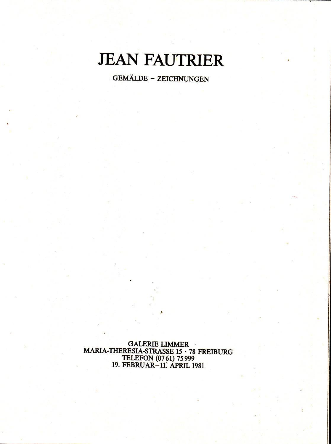 Jean Fautrier. Gemalde - Zeichnungen