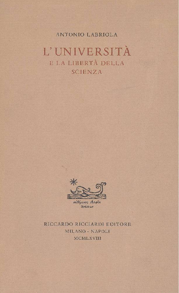 L'università e la libertà della scienza