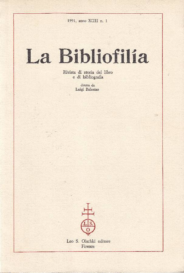 La Bibliofilia. 1991 - N.1