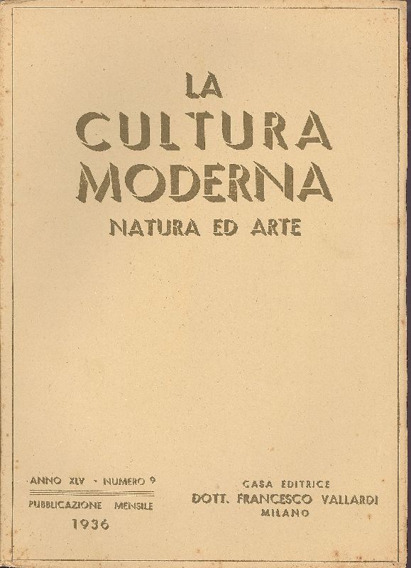 La cultura moderna. Natura ed arte. Settembre 1936 - N. …