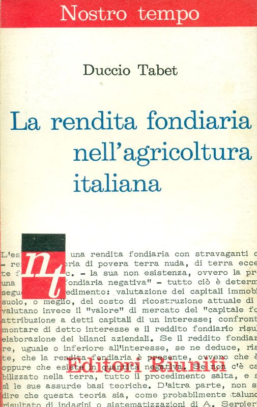 La rendita fondiaria nell&amp;#39;agricoltura italiana