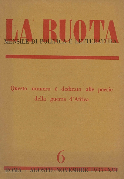 La Ruota. Anno 1, Numero 6, Agosto-Novembre 1937