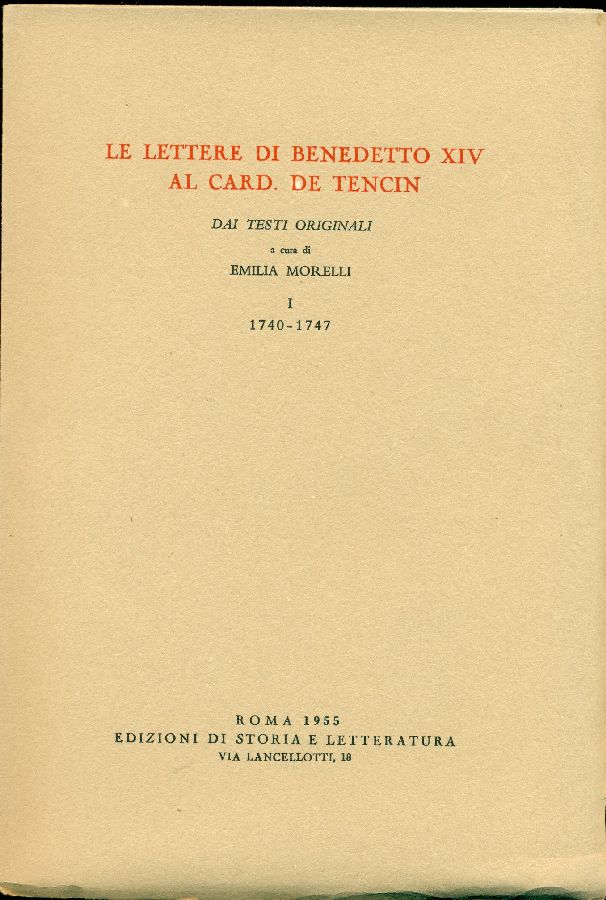 Le lettere di Benedetto XIV al card. de Tencin. Dai …