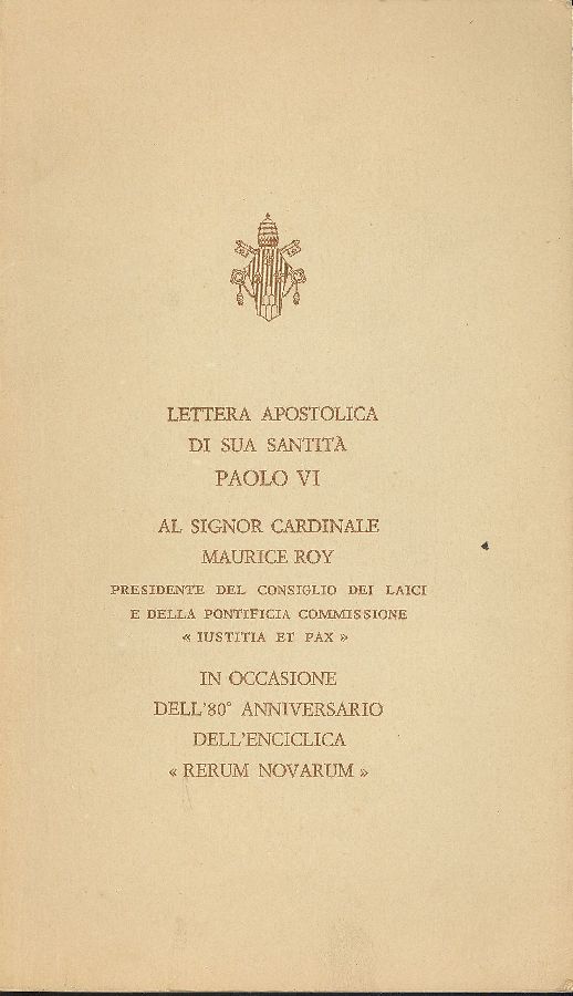 Lettera apostolica di sua Santità Paolo VI al signor cardinale …