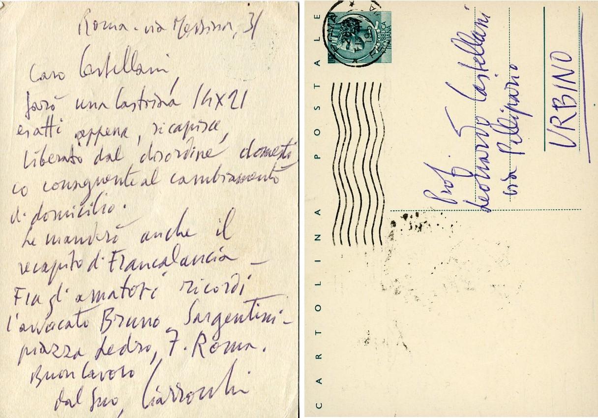 Lettera manoscritta su cartolina postale