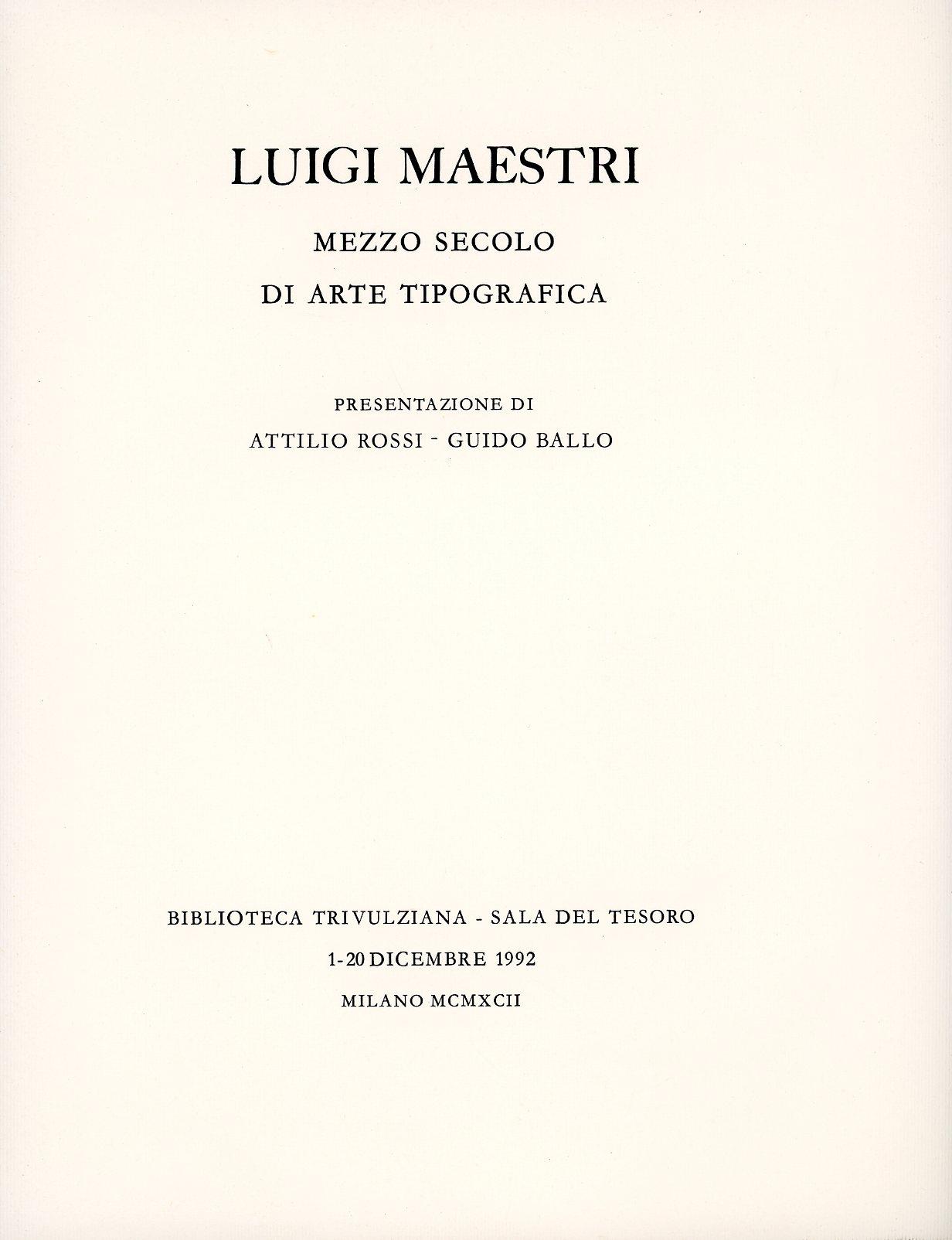 Luigi Maestri. Mezzo secolo di arte tipografica