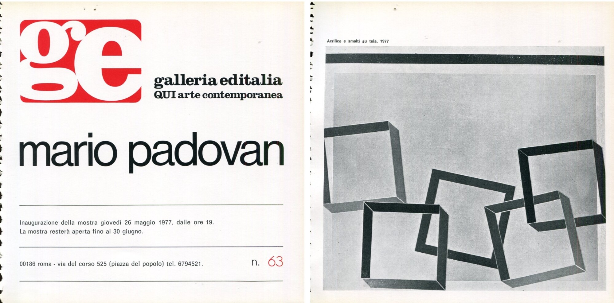 Mario Padovan. Galleria Editalia 1977