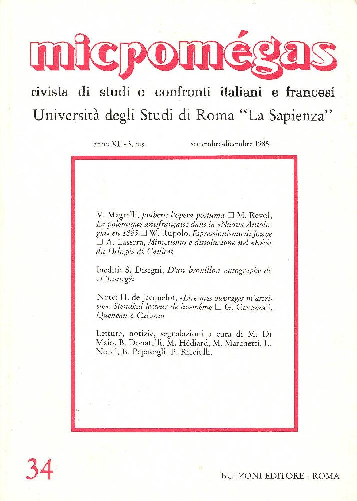 Micromegas. Settembre-Dicembre 1985