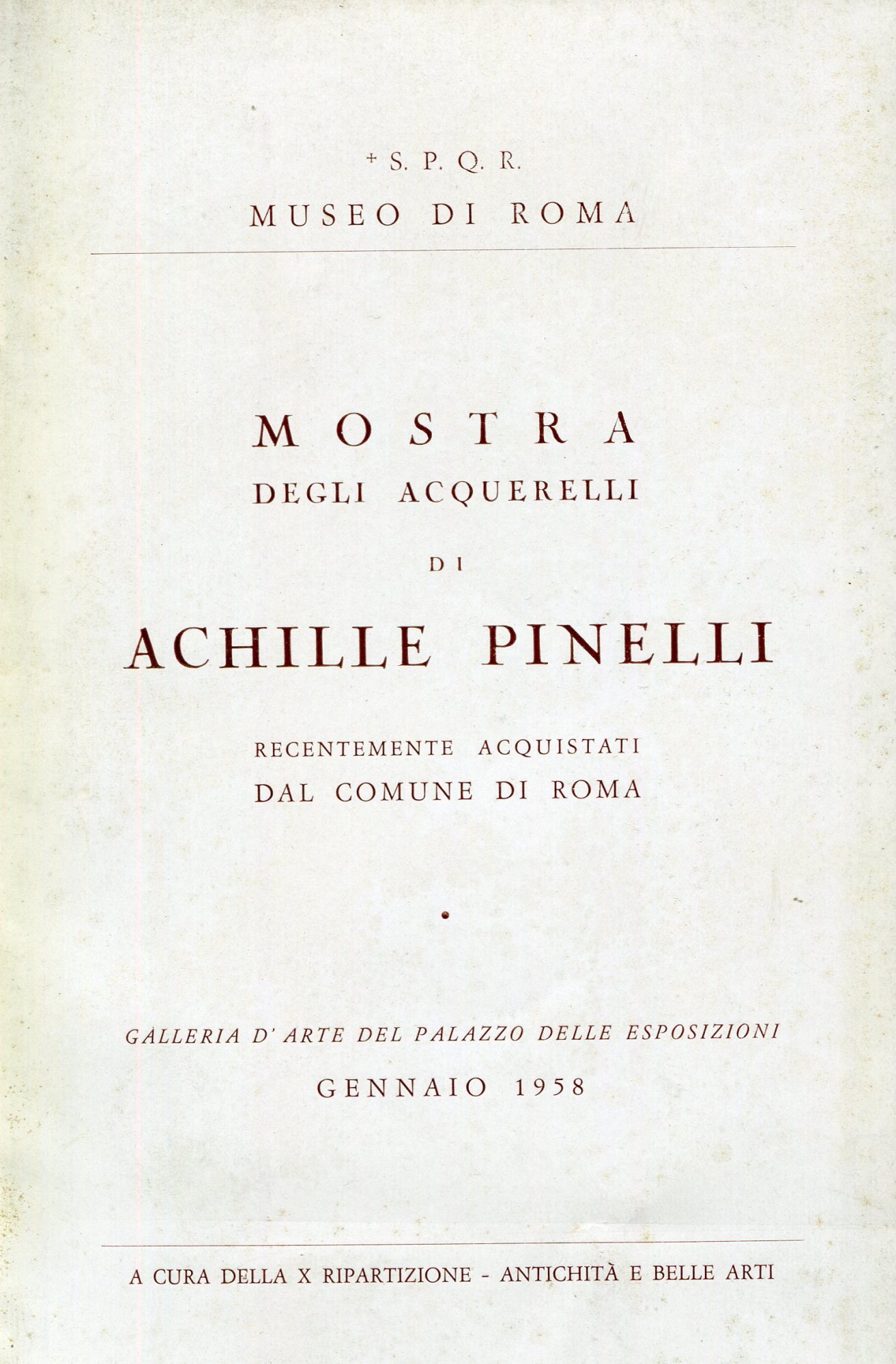 Mostra degli acquerelli di Achille Pinelli recentemente acquistati dal Comune …
