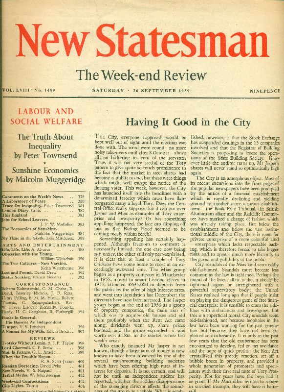 New Statesman. Arts and entertainment - Correspondence - Reviews. 1957-1960