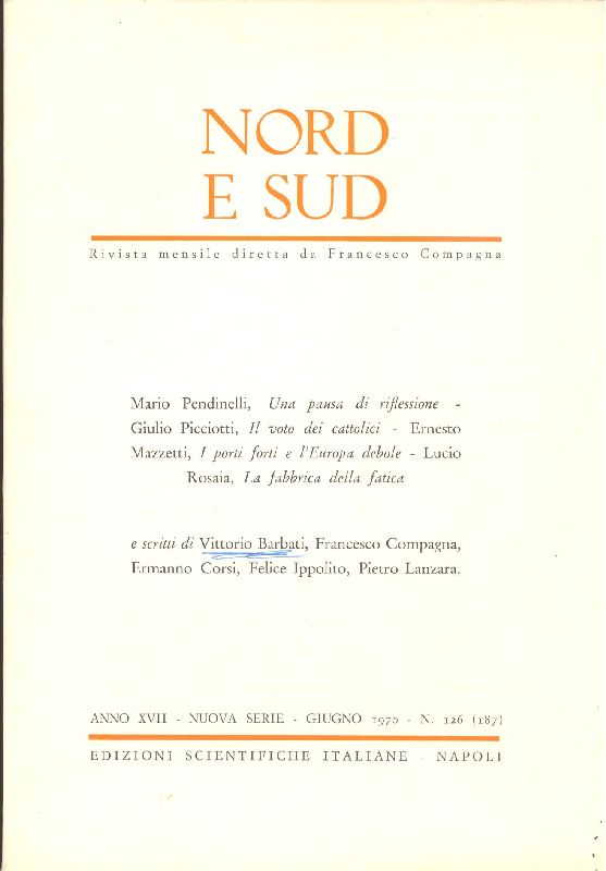 Nord e Sud. Giugno 1970 - N. 126 (187)