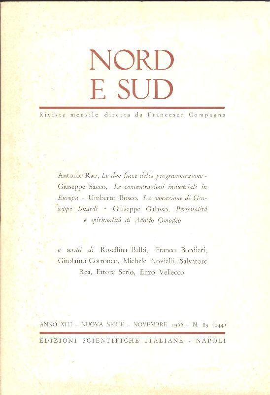 Nord e Sud. Novembre 1966 - N. 83 (144)
