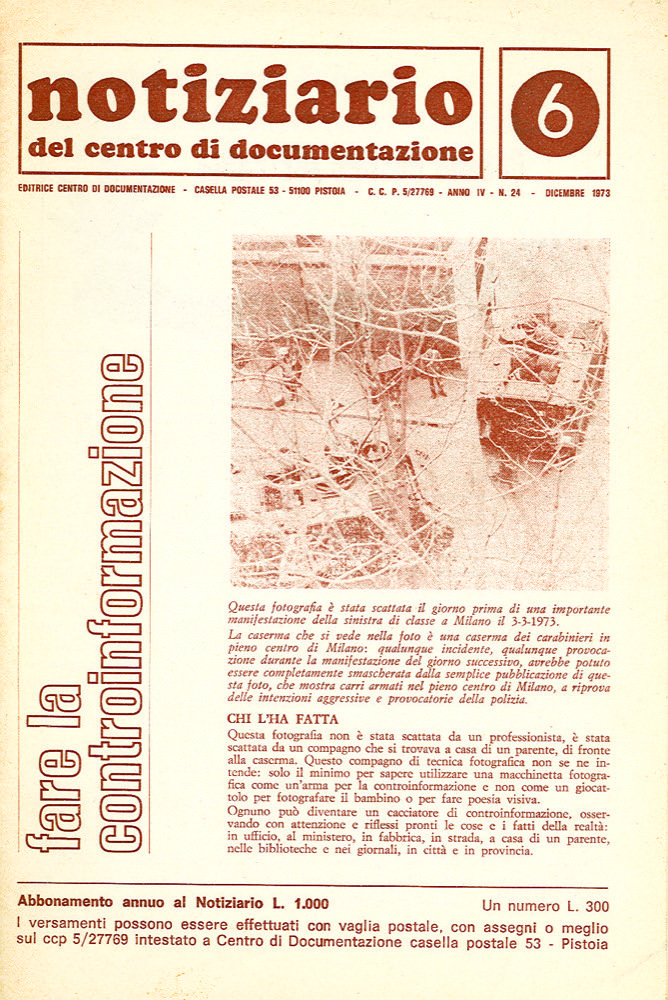 Notiziario del Centro di Documentazione. N. 6. Fare la controinformazione