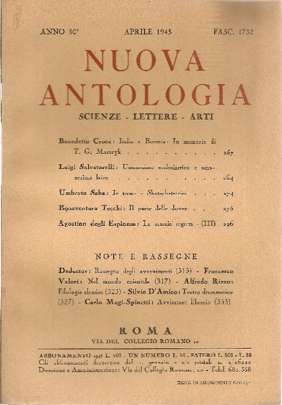 Nuova Antologia. Aprile 1945, Anno 80, Fascicolo 1732