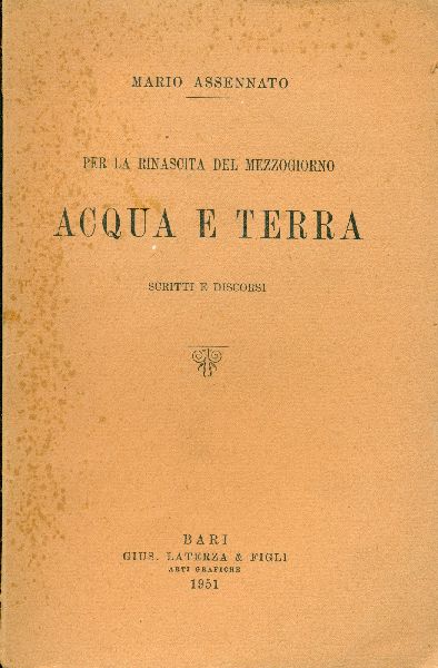 Per la rinascita del Mezzogiorno. Acqua e terra