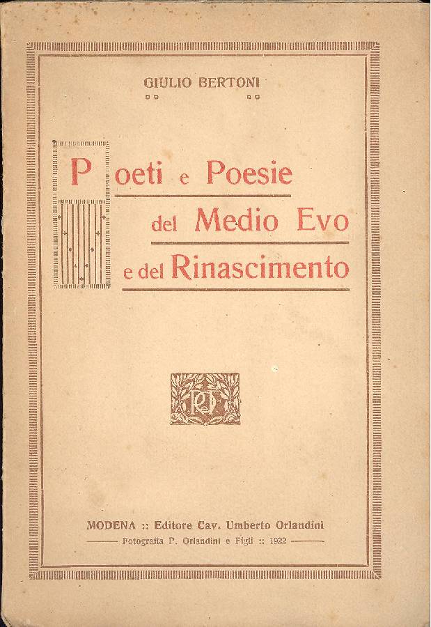 Poeti e poesie del Medio Evo e del Rinascimento
