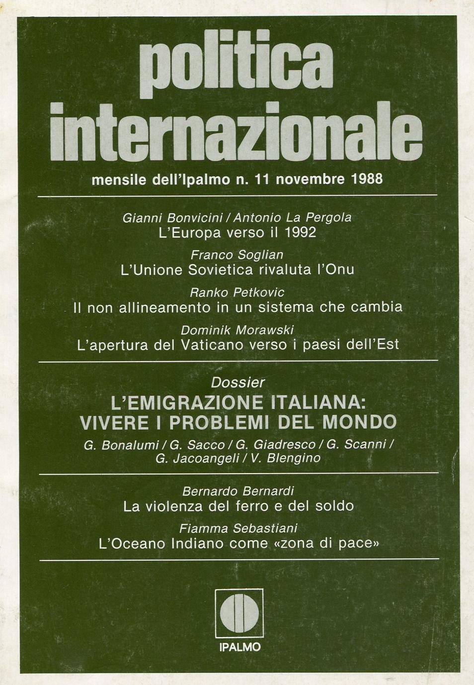 Politica Internazionale. Mensile dell'IPALMO. Annata completa 1988