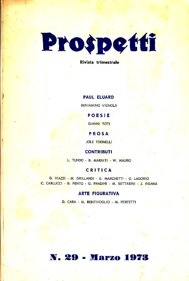 Prospetti. Anno VIII - N. 29 - Marzo 1973