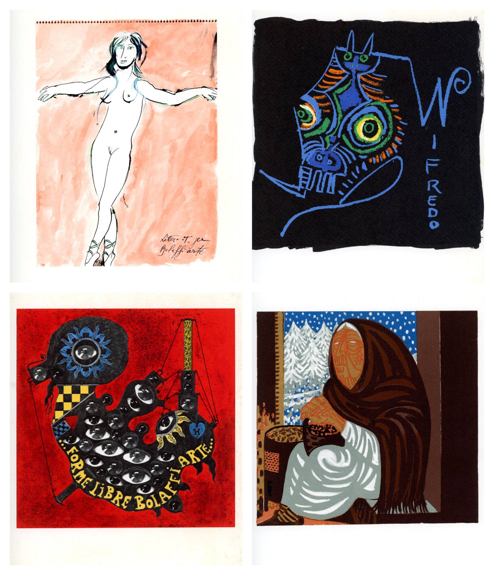 Quattro riproduzioni fotolitografiche di opere allegate alla rivista Bolaffiarte