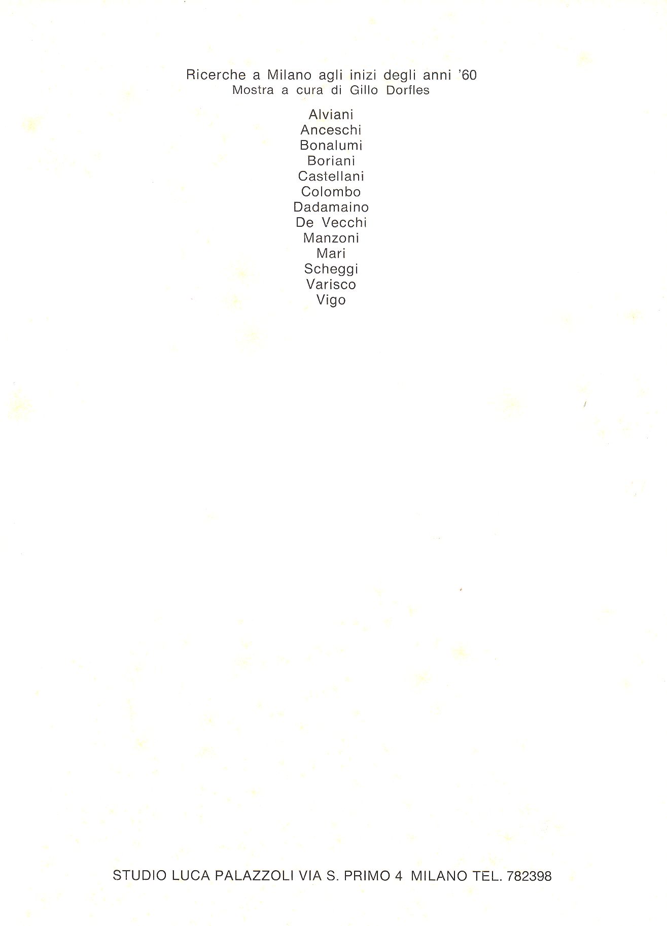 Ricerche a Milano agli inizi degli anni '60