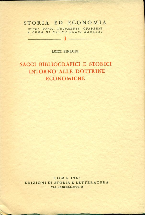 Saggi bibliografici e storici intorno alle dottrine economiche