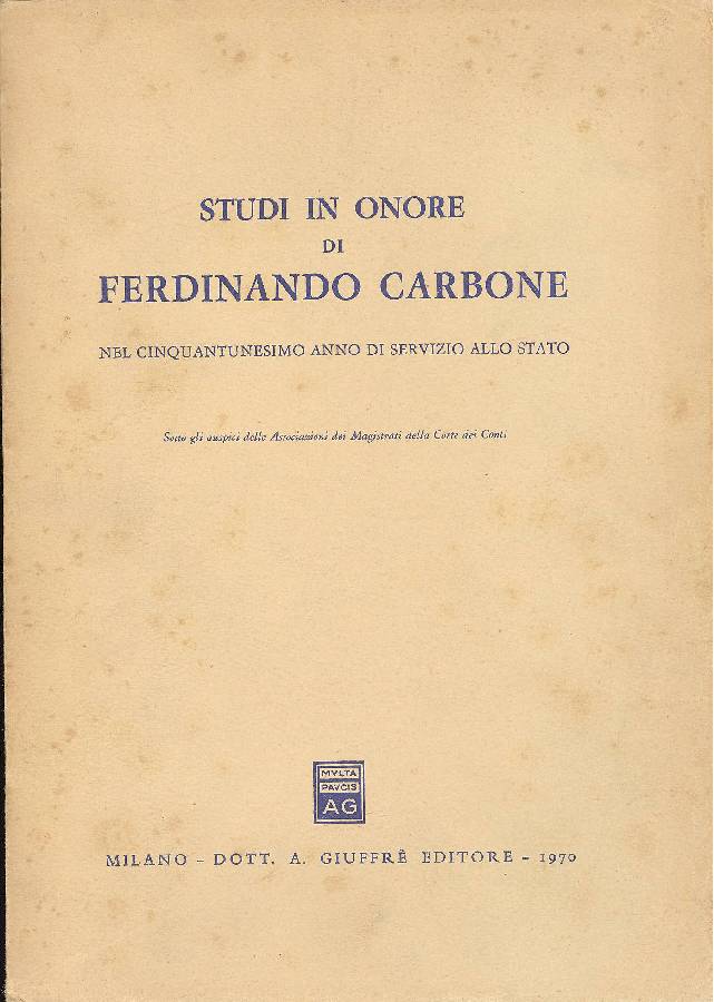 Studi in onore di Ferdinando Carbone. Nel cinquantunesimo anno di …