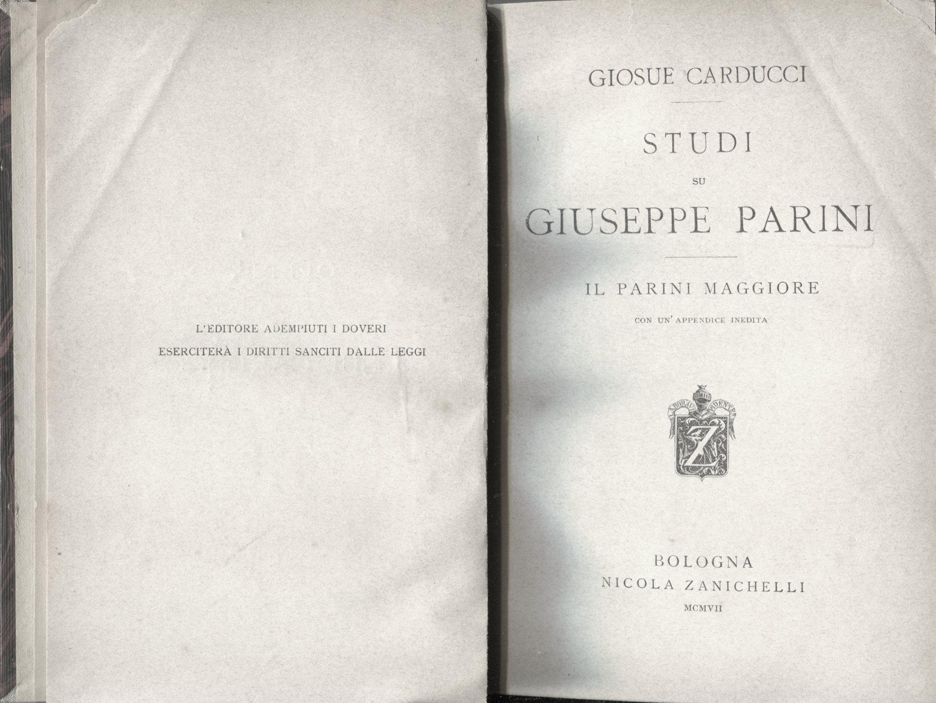 Studi su Giuseppe Parini. Il Parini maggiore