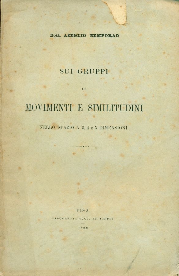 Sui gruppi di movimenti e similitudini nello spazio a 3, …