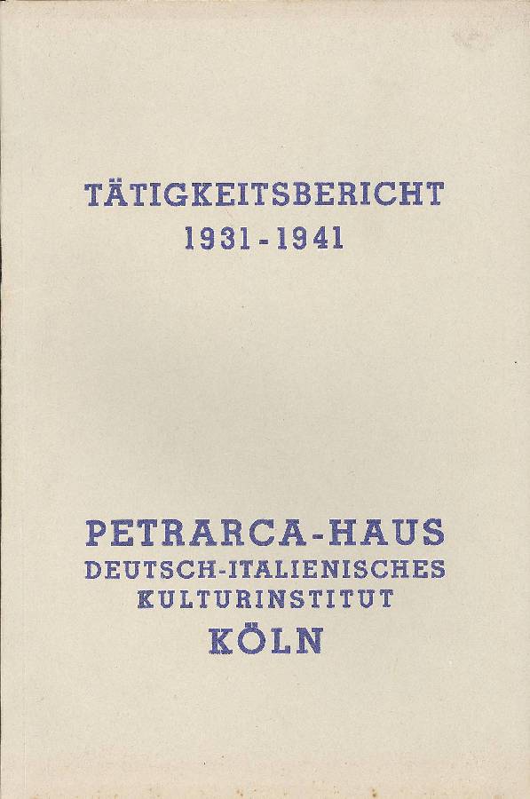 Tatigkeitsbericht 1931-1941