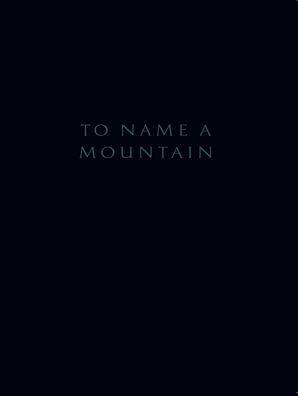 To Name a Mountain