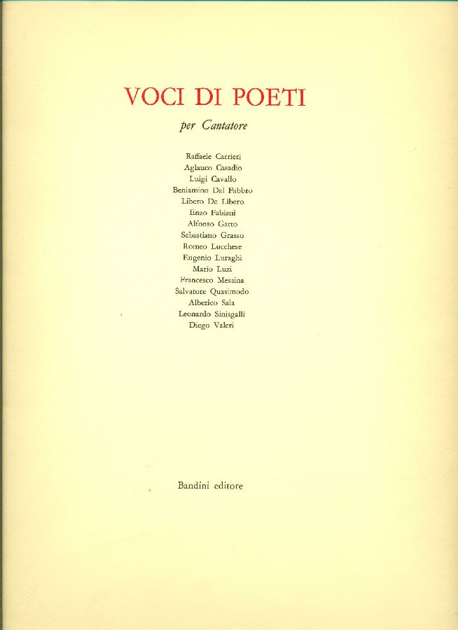 Voci di poeti per Cantatore
