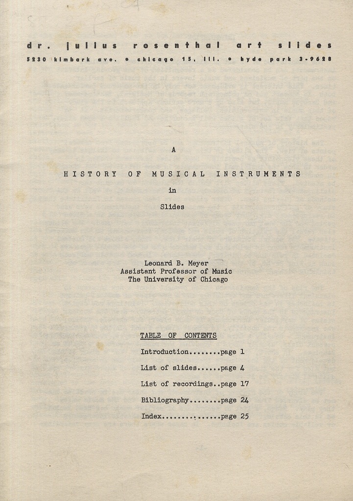 A history of musical instruments in slides.