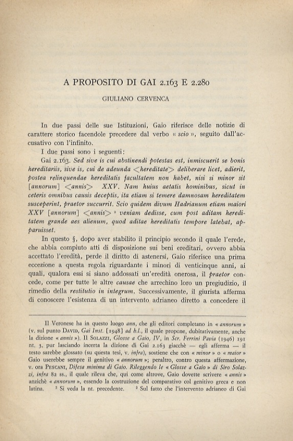 A proposito di Gai 2.163 e 2.280.