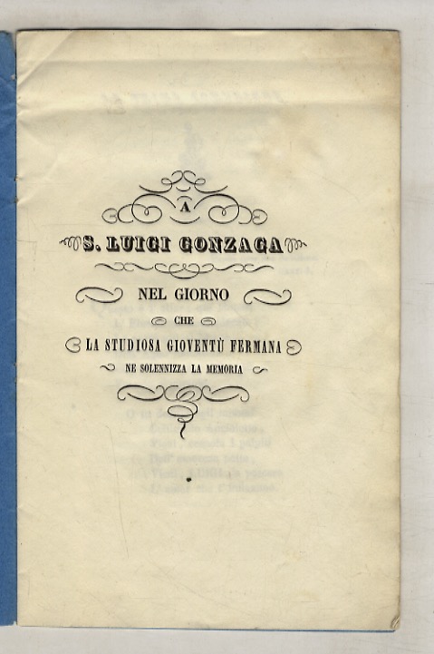A S. Luigi Gonzaga nel giorno che la studiosa gioventù …