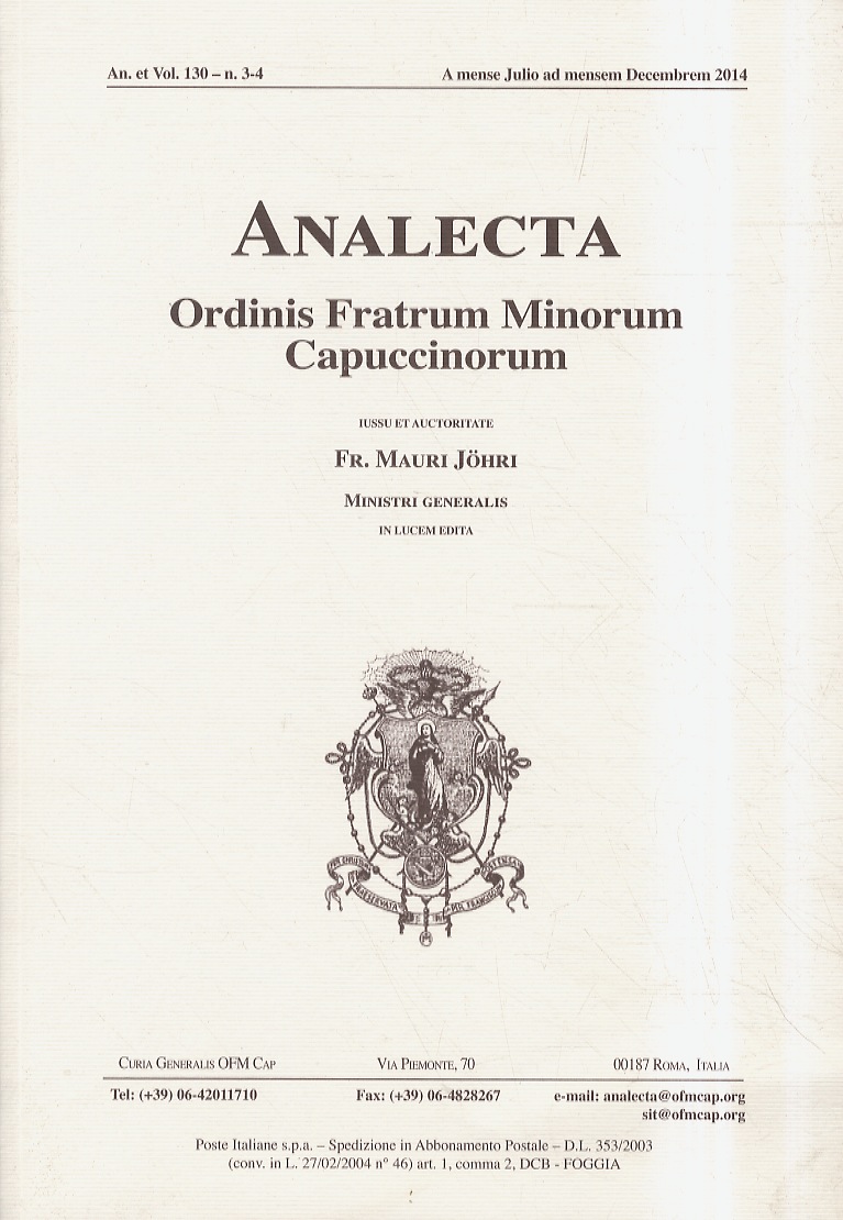 Analecta Ordinis Fratrum Minorum Capuccinorum. Anni e volumi 120 (n. …