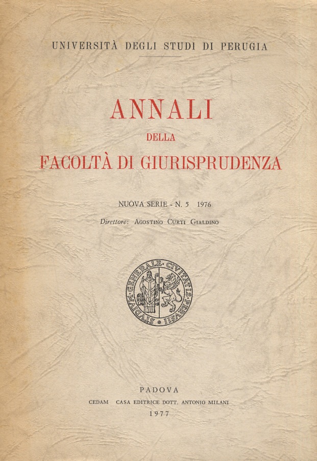 Annali della facoltà di Giurisprudenza. Nuova serie - N. 5 …