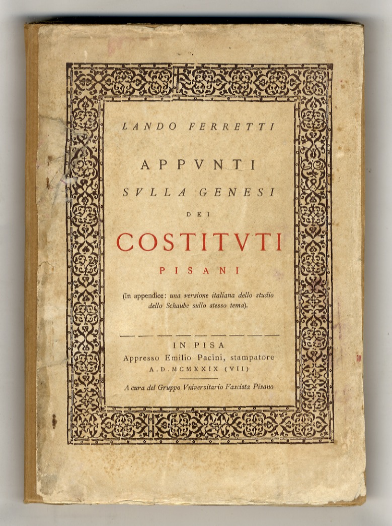 Appunti sulla genesi dei Costituti Pisani. (In appendice: una versione …