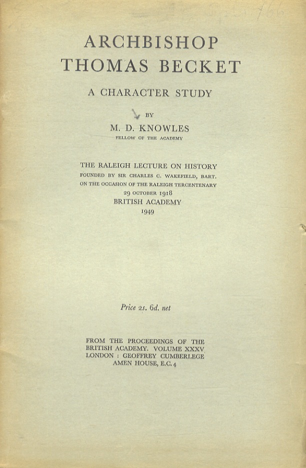 Archbishop Thomas Becket. A character study.