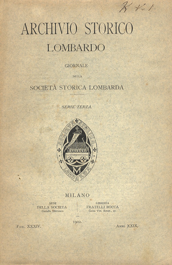 ARCHIVIO Storico Lombardo. Giornale della Società Storica Lombarda. Disponiamo dei …