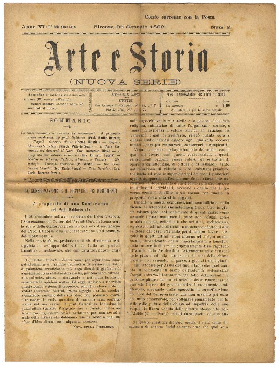 ARTE e Storia. Direttore Guido Carocci. Anno XI (III della …