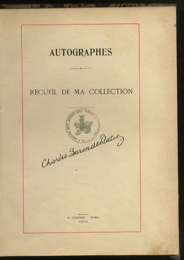 Autographes. Recueil de ma collection. Charles Baron de Platen.