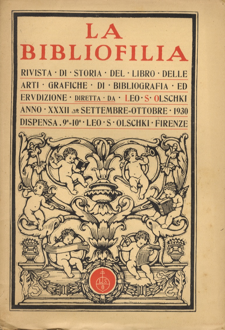 BIBLIOFILIA (LA). Rivista di storia del libro e delle arti …