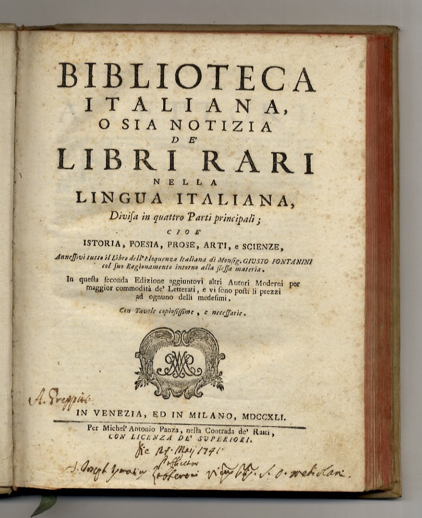 Biblioteca italiana, o sia Notizia de' libri rari nella Lingua …