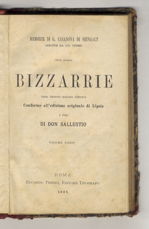 Bizzarrie. Prima edizione italiana completa. Conforme all'edizione originale di Lipsia, …