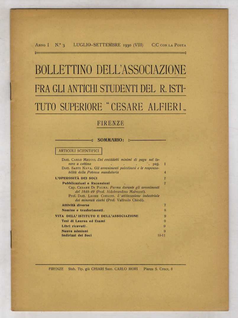 BOLLETTINO dell'Associazione fra gli antichi studenti del R. Istituto Superiore …