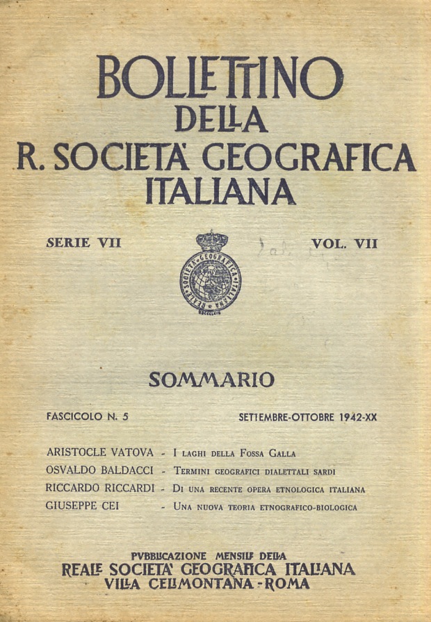 Bollettino della Reale Società Geografica Italiana. Serie VII. Volume VII. …