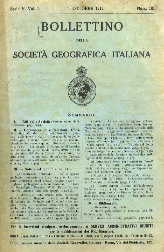 Bollettino della Società Geografica Italiana. Serie V, vol. I. Num. …