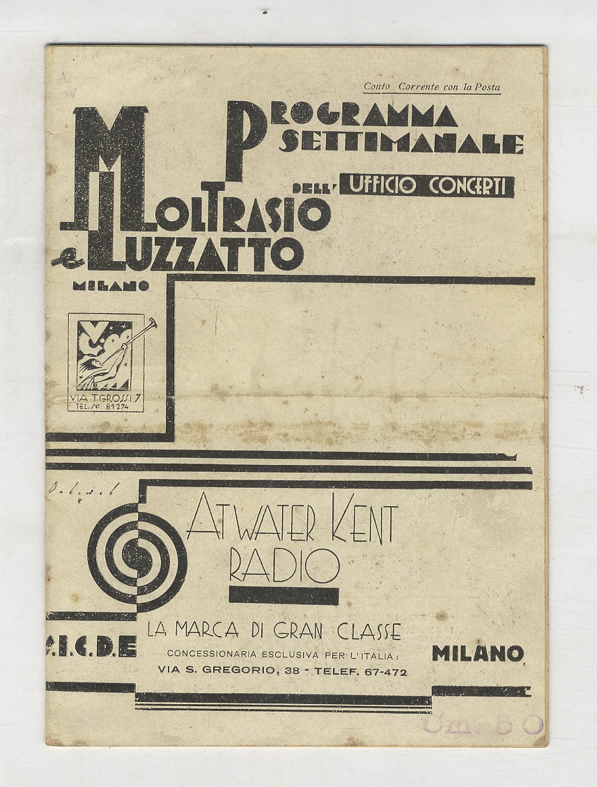 Bollettino informativo e programma settimanale dei concerti di Milano dell'Ufficio …