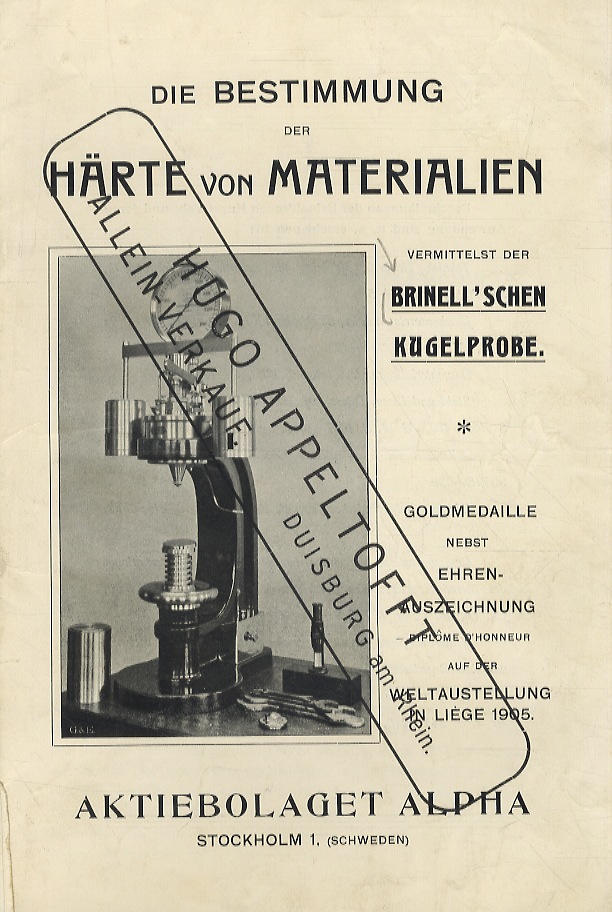 BRINELL'SCHEN (DIE) Kugelprobe.